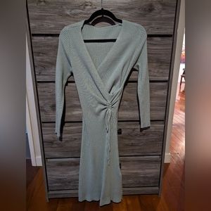 Knitted-feel dress with adjustable ruched cinch waist